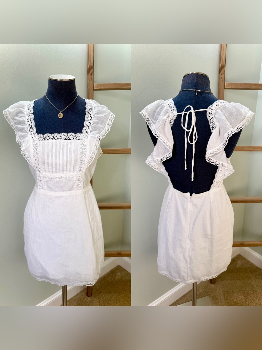Abercrombie & Fitch White Lace Open Back Mini Dress Size XS